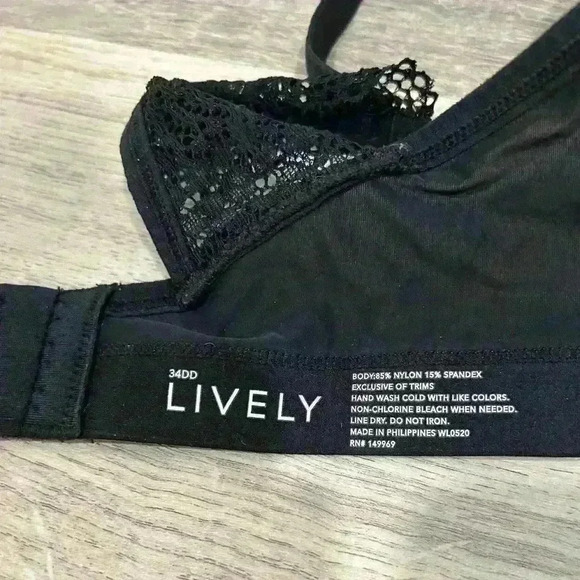 Lively Black Wired Bra Convertible Straps Elastic Band Lace Detailing Size 34DD - Picture 5 of 9